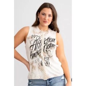 Affliction Womens American Customs Shotgun wedding Muscle Tee Large
